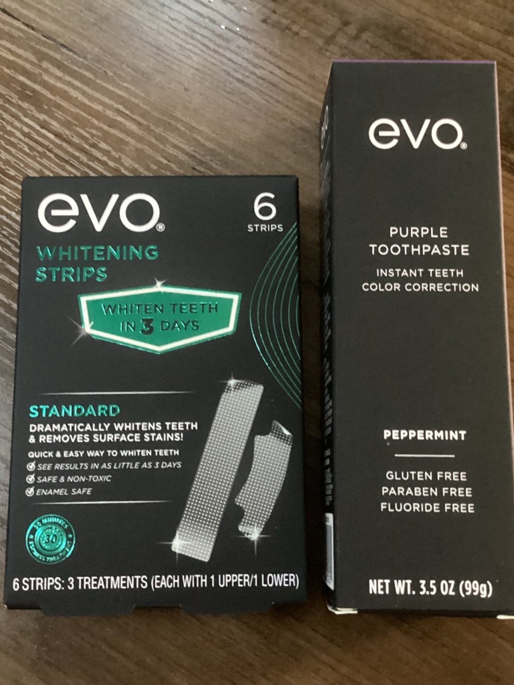 EVO Purple Toothpaste and Whitening Strips Bundle New